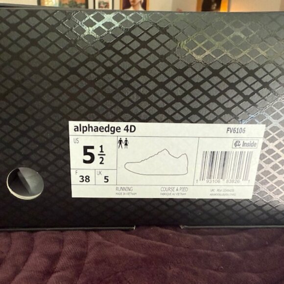 Adidas Alphaedge 4D Core Black-Glory Blue-Collegiate Purple FV106 - Picture 9 of 9